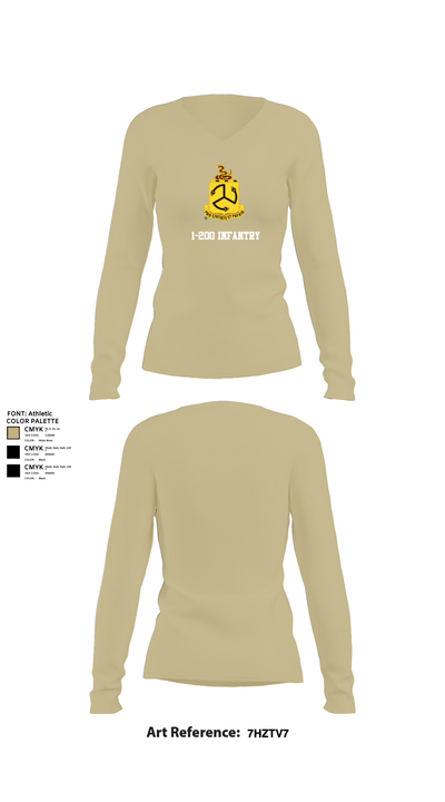 1-200 Infantry 56519387 Women's Long Sleeve V-neck Shirt - 78