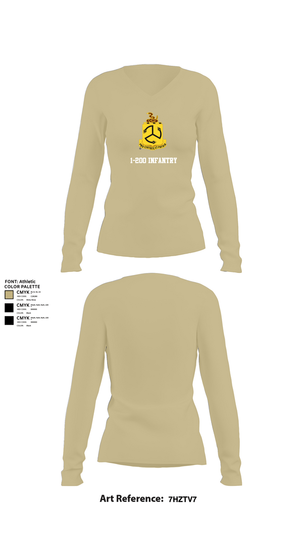 Womens Long Sleeve Vneck Shirt, 1-200 Infantry, National Guard, Teamtime, Team time, sublimation, custom sports apparel, team uniforms, spirit wear, spiritwear, sports uniforms, custom shirts, team store, custom team store, fundraiser sports, apparel fundraiser