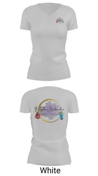 Womens Short Sleeve Vneck Shirt, The Sober Bartender, , Teamtime, Team time, sublimation, custom sports apparel, team uniforms, spirit wear, spiritwear, sports uniforms, custom shirts, team store, custom team store, fundraiser sports, apparel fundraiser
