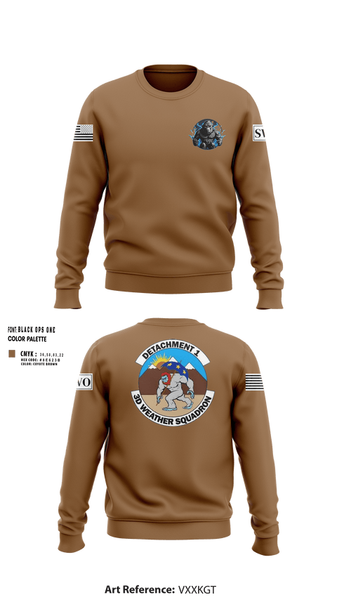 Crew Neck Sweatshirt, Detachment 1, 3rd Combat wx Sqd, Air Force, Teamtime, Team time, sublimation, custom sports apparel, team uniforms, spirit wear, spiritwear, sports uniforms, custom shirts, team store, custom team store, fundraiser sports, apparel fundraiser