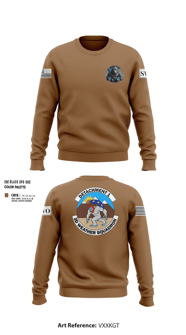 Crew Neck Sweatshirt, Detachment 1, 3rd Combat wx Sqd, Air Force, Teamtime, Team time, sublimation, custom sports apparel, team uniforms, spirit wear, spiritwear, sports uniforms, custom shirts, team store, custom team store, fundraiser sports, apparel fundraiser