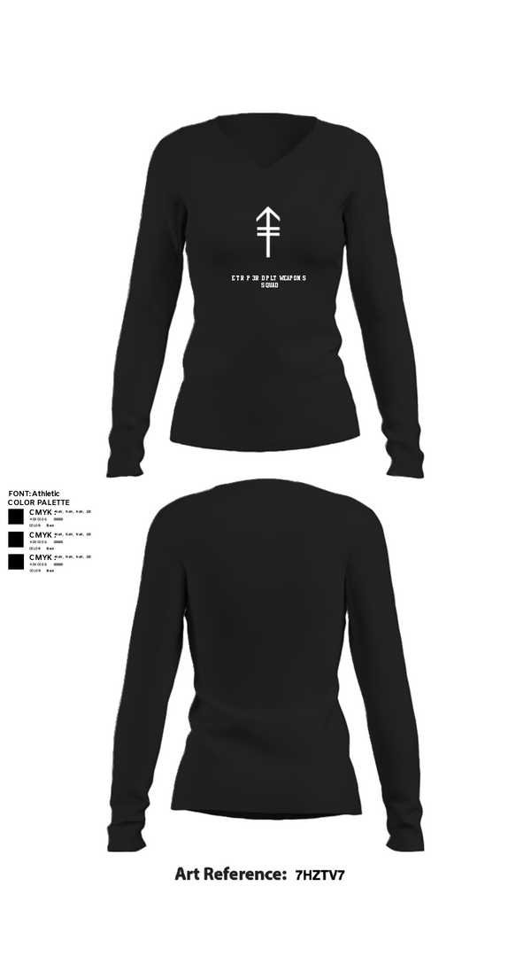 Women's Long Sleeve Vneck Shirt, 2/2 3rd PLT Weapon SquadE TRP 3RD PLT WEAPONS SQUAD, Army, Teamtime, Team time, sublimation, custom sports apparel, team uniforms, spirit wear, spiritwear, sports uniforms, custom shirts, team store, custom team store, fundraiser sports, apparel fundraiser