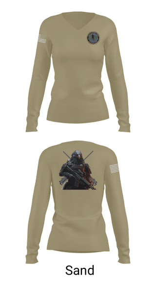 Women's Long Sleeve Vneck Shirt, Center for Security Forces Detachment Chesapeake, Navy, Teamtime, Team time, sublimation, custom sports apparel, team uniforms, spirit wear, spiritwear, sports uniforms, custom shirts, team store, custom team store, fundraiser sports, apparel fundraiser