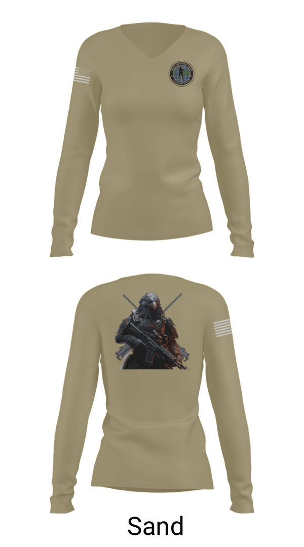Women's Long Sleeve Vneck Shirt, Center for Security Forces Detachment Chesapeake, Navy, Teamtime, Team time, sublimation, custom sports apparel, team uniforms, spirit wear, spiritwear, sports uniforms, custom shirts, team store, custom team store, fundraiser sports, apparel fundraiser