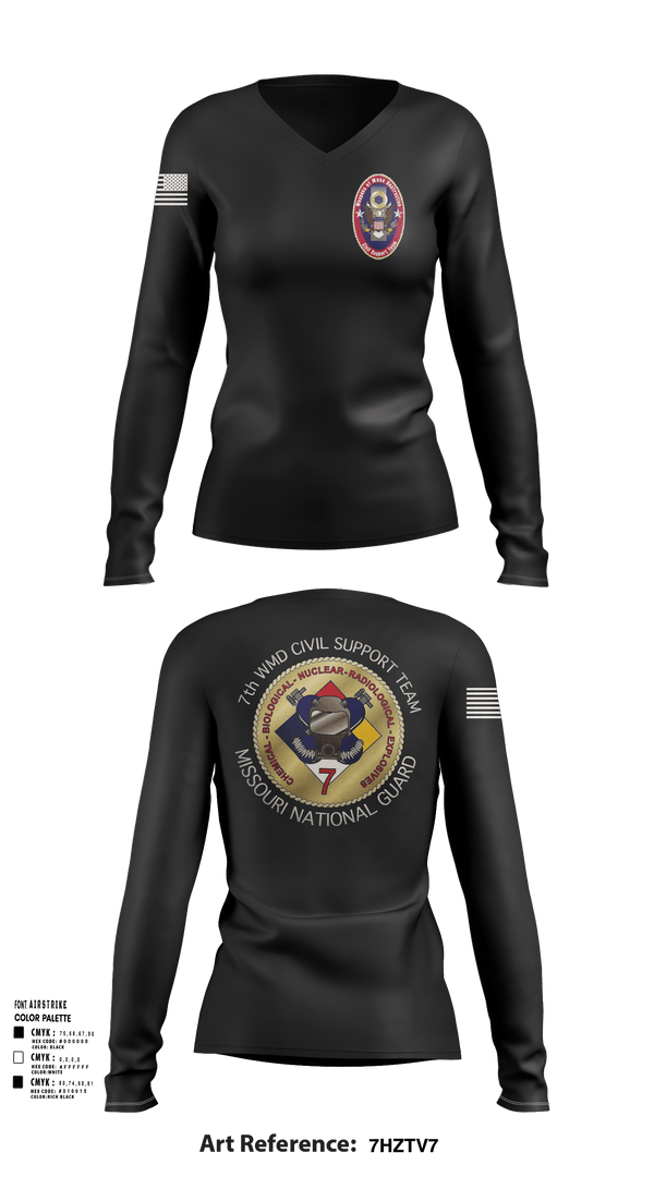 Womens Long Sleeve Vneck Shirt 1, 7th CST, Army, Teamtime, Team time, sublimation, custom sports apparel, team uniforms, spirit wear, spiritwear, sports uniforms, custom shirts, team store, custom team store, fundraiser sports, apparel fundraiser