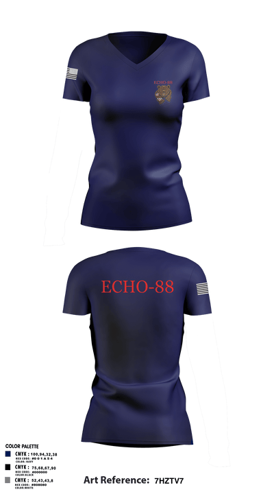 ECHO-88ECHO-88 97124520 Women's Short Sleeve V-neck Shirt - 1