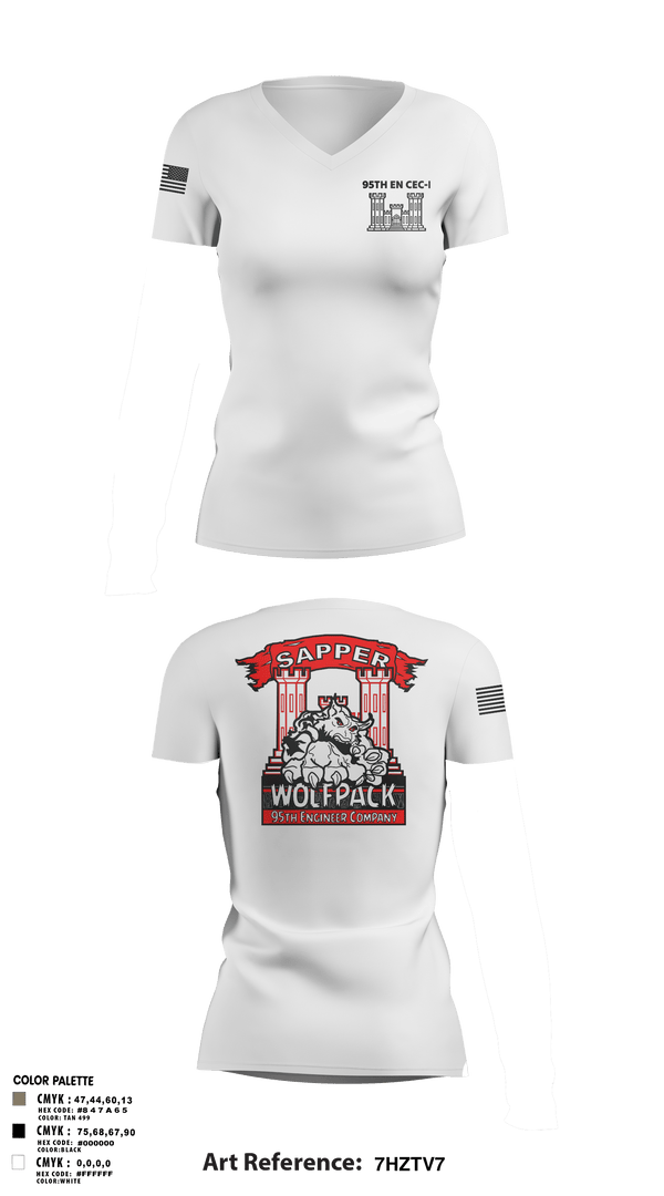 Womens Short Sleeve Vneck Shirt, 95TH EN, Army, Teamtime, Team time, sublimation, custom sports apparel, team uniforms, spirit wear, spiritwear, sports uniforms, custom shirts, team store, custom team store, fundraiser sports, apparel fundraiser