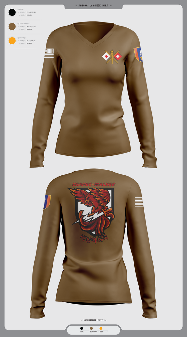 Womens Long Sleeve Vneck Shirt 1, USANEC-WALKER, Army, Teamtime, Team time, sublimation, custom sports apparel, team uniforms, spirit wear, spiritwear, sports uniforms, custom shirts, team store, custom team store, fundraiser sports, apparel fundraiser