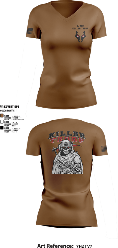 3/2CR Killer Troop 6220684 Women's Short Sleeve V-neck Shirt - 14