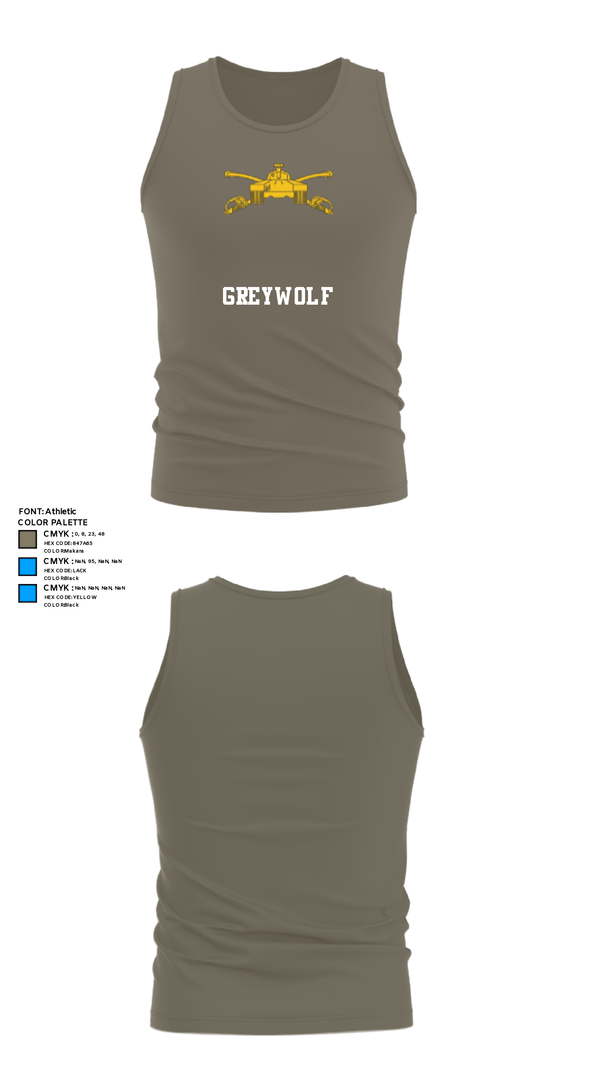 Tank Top, Greywolf, Army, Teamtime, Team time, sublimation, custom sports apparel, team uniforms, spirit wear, spiritwear, sports uniforms, custom shirts, team store, custom team store, fundraiser sports, apparel fundraiser