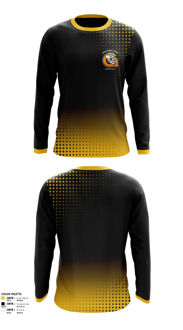 Long Sleeve Performance Shirt, Grant Middle School Men's Basketball, , Teamtime, Team time, sublimation, custom sports apparel, team uniforms, spirit wear, spiritwear, sports uniforms, custom shirts, team store, custom team store, fundraiser sports, apparel fundraiser