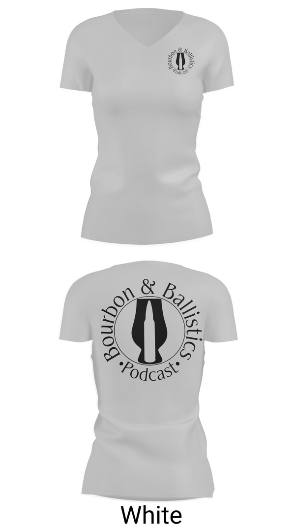 Womens Short Sleeve Vneck Shirt, Bpurbon and Ballistics Podcast, , Teamtime, Team time, sublimation, custom sports apparel, team uniforms, spirit wear, spiritwear, sports uniforms, custom shirts, team store, custom team store, fundraiser sports, apparel fundraiser