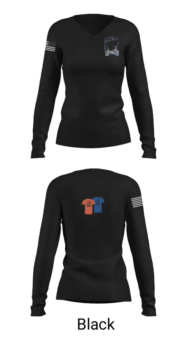 Women's Long Sleeve Vneck Shirt, 53 weg, Air Force, Teamtime, Team time, sublimation, custom sports apparel, team uniforms, spirit wear, spiritwear, sports uniforms, custom shirts, team store, custom team store, fundraiser sports, apparel fundraiser