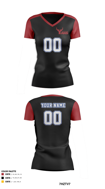 Yakima Valley College Volleyball 59541208 Women's Short Sleeve V-neck Shirt - 41
