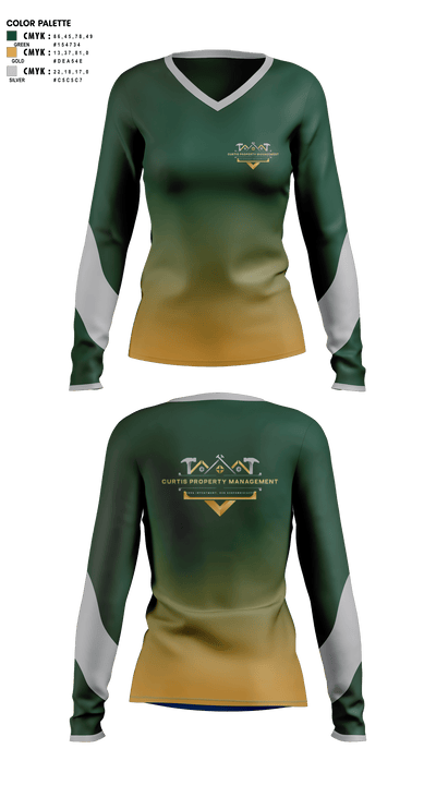 Curtis Property Management 56344180 Women's Long Sleeve V-neck Shirt - 1