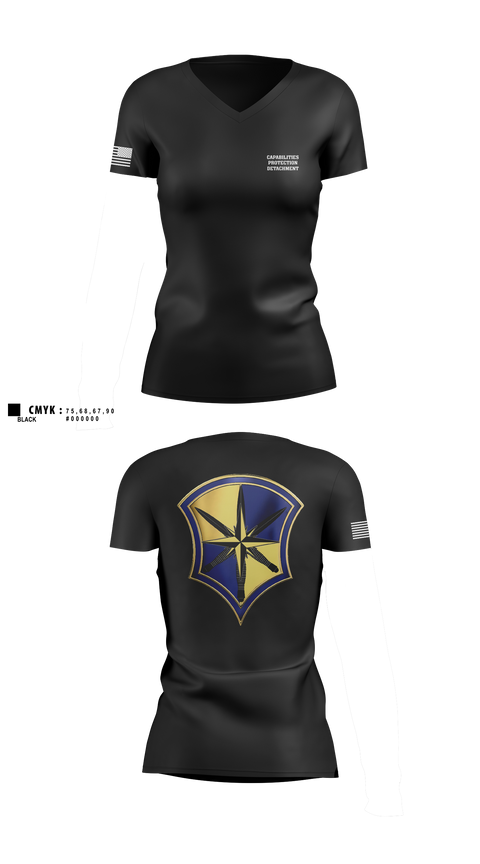 Womens Short Sleeve Vneck Shirt, Capabilities Protection Detachment, , Teamtime, Team time, sublimation, custom sports apparel, team uniforms, spirit wear, spiritwear, sports uniforms, custom shirts, team store, custom team store, fundraiser sports, apparel fundraiser