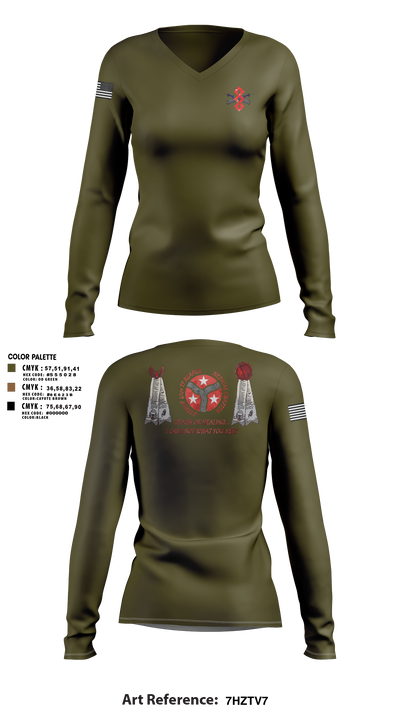 q trp 4/278th 42866312 Women's Long Sleeve V-neck Shirt -1 4