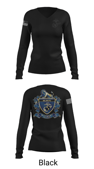 Womens Long Sleeve Vneck Shirt 1, MHS MCJROTC, Marines, Teamtime, Team time, sublimation, custom sports apparel, team uniforms, spirit wear, spiritwear, sports uniforms, custom shirts, team store, custom team store, fundraiser sports, apparel fundraiser