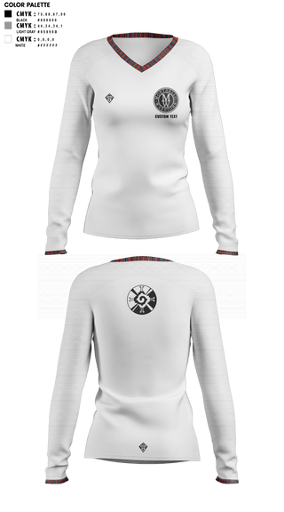 Womens Long Sleeve Vneck Shirt, Montbello HS Boys Soccer, Men's Soccer, Teamtime, Team time, sublimation, custom sports apparel, team uniforms, spirit wear, spiritwear, sports uniforms, custom shirts, team store, custom team store, fundraiser sports, apparel fundraiser