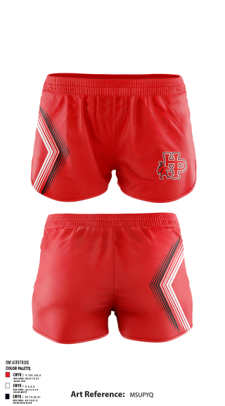 Womens Shorts, Highland Park Senior High School Gymnastics, Spirit Store, Teamtime, Team time, sublimation, custom sports apparel, team uniforms, spirit wear, spiritwear, sports uniforms, custom shirts, team store, custom team store, fundraiser sports, apparel fundraiser