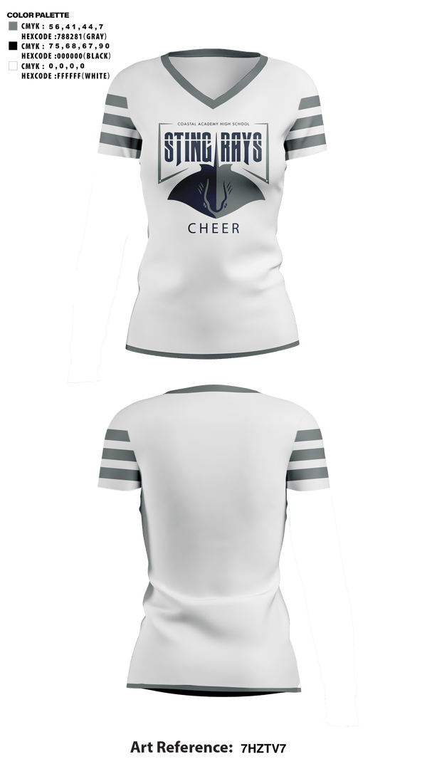Womens Short Sleeve Vneck Shirt, Coastal Academy High School Cheer, Cheer, Teamtime, Team time, sublimation, custom sports apparel, team uniforms, spirit wear, spiritwear, sports uniforms, custom shirts, team store, custom team store, fundraiser sports, apparel fundraiser