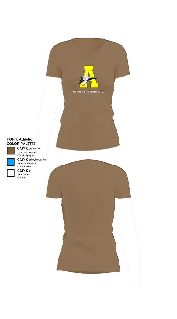 Womens Short Sleeve Vneck Shirt, Airport High School Cheer, Cheer, Teamtime, Team time, sublimation, custom sports apparel, team uniforms, spirit wear, spiritwear, sports uniforms, custom shirts, team store, custom team store, fundraiser sports, apparel fundraiser