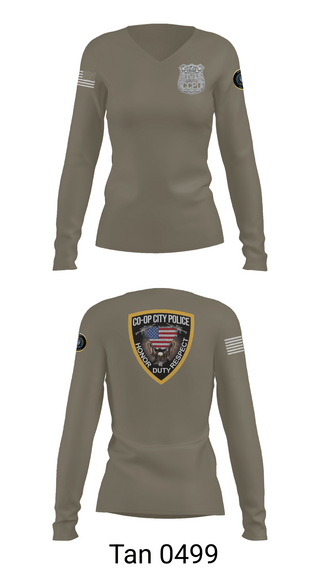 Womens Long Sleeve Vneck Shirt, Co-op City Police Department, Police, Teamtime, Team time, sublimation, custom sports apparel, team uniforms, spirit wear, spiritwear, sports uniforms, custom shirts, team store, custom team store, fundraiser sports, apparel fundraiser