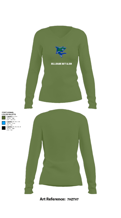 Bullshark Battalion 90693069 Women's Long Sleeve V-neck Shirt - 42