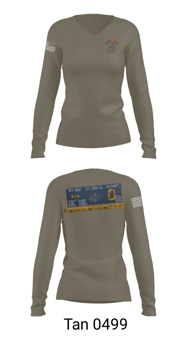 Women's Long Sleeve Vneck Shirt, 323 chem maint, Army, Teamtime, Team time, sublimation, custom sports apparel, team uniforms, spirit wear, spiritwear, sports uniforms, custom shirts, team store, custom team store, fundraiser sports, apparel fundraiser