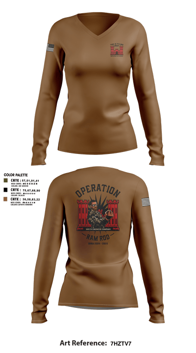 305th En Co 82429511 Women's Long Sleeve V-neck Shirt - 6
