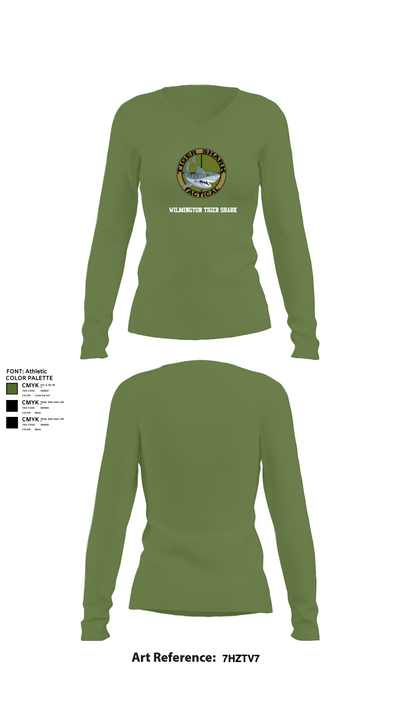 Wilmington Tiger Shark 19373018 Women's Long Sleeve V-neck Shirt - 42
