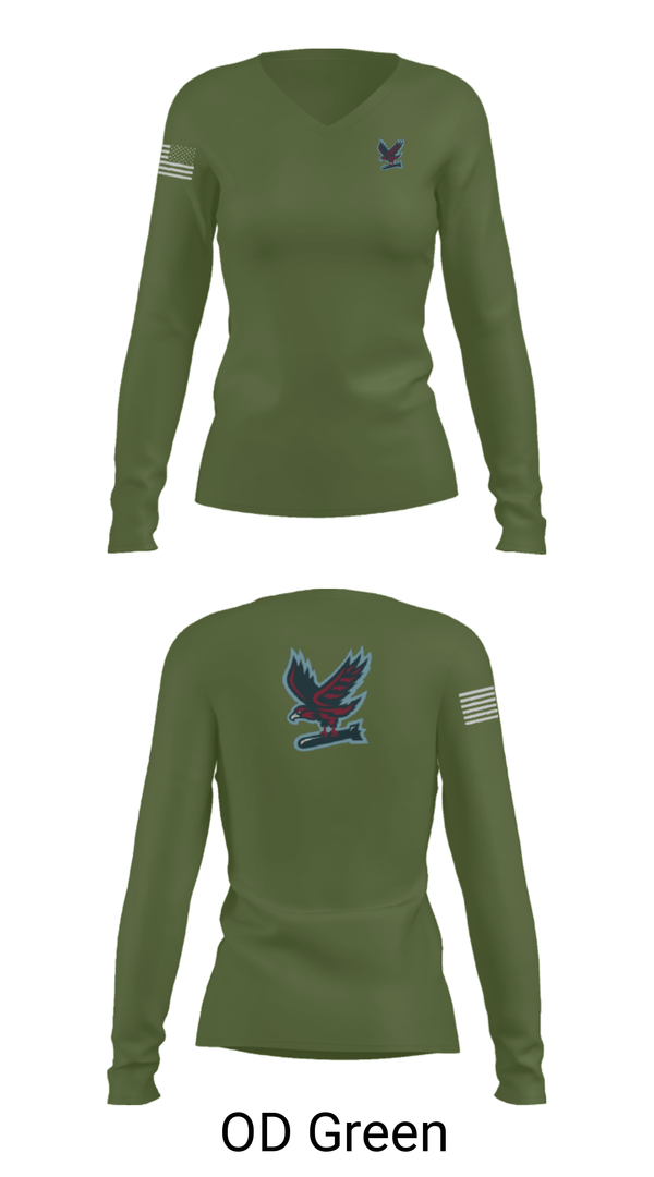 Women's Long Sleeve Vneck Shirt, Hawksquad, Air Force, Teamtime, Team time, sublimation, custom sports apparel, team uniforms, spirit wear, spiritwear, sports uniforms, custom shirts, team store, custom team store, fundraiser sports, apparel fundraiser