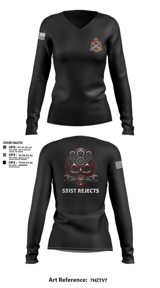 Womens Long Sleeve Vneck Shirt, 531st Hospital Center, Army, Teamtime, Team time, sublimation, custom sports apparel, team uniforms, spirit wear, spiritwear, sports uniforms, custom shirts, team store, custom team store, fundraiser sports, apparel fundraiser