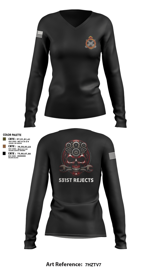 Womens Long Sleeve Vneck Shirt, 531st Hospital Center, Army, Teamtime, Team time, sublimation, custom sports apparel, team uniforms, spirit wear, spiritwear, sports uniforms, custom shirts, team store, custom team store, fundraiser sports, apparel fundraiser