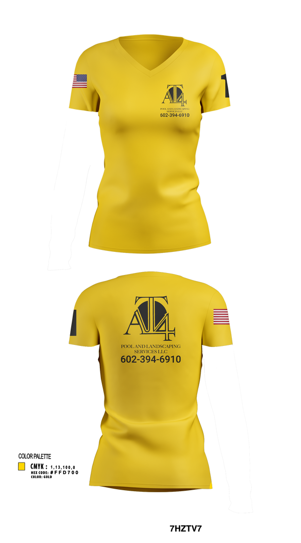 Womens Short Sleeve Vneck Shirt, AT 4 pools and landscaping services llc, , Teamtime, Team time, sublimation, custom sports apparel, team uniforms, spirit wear, spiritwear, sports uniforms, custom shirts, team store, custom team store, fundraiser sports, apparel fundraiser