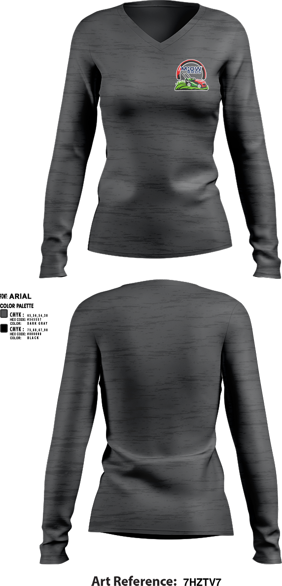 Womens Long Sleeve Vneck Shirt, Mowbros, , Teamtime, Team time, sublimation, custom sports apparel, team uniforms, spirit wear, spiritwear, sports uniforms, custom shirts, team store, custom team store, fundraiser sports, apparel fundraiser