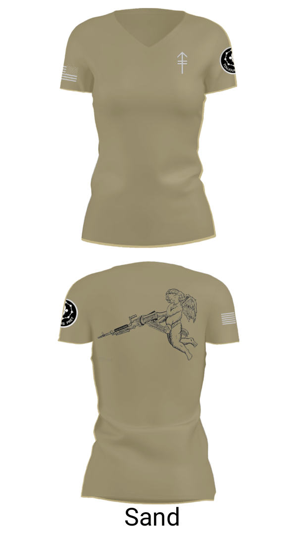 Women's Short Sleeve Vneck Shirt, 2/2 3rd PLT Weapon SquadE TRP 3RD PLT WEAPONS SQUAD, Army, Teamtime, Team time, sublimation, custom sports apparel, team uniforms, spirit wear, spiritwear, sports uniforms, custom shirts, team store, custom team store, fundraiser sports, apparel fundraiser
