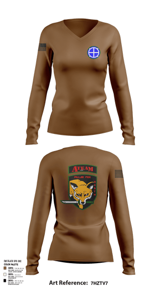 Womens Long Sleeve Vneck Shirt, A co 935th ASB 3rd Platoon, National Guard, Teamtime, Team time, sublimation, custom sports apparel, team uniforms, spirit wear, spiritwear, sports uniforms, custom shirts, team store, custom team store, fundraiser sports, apparel fundraiser