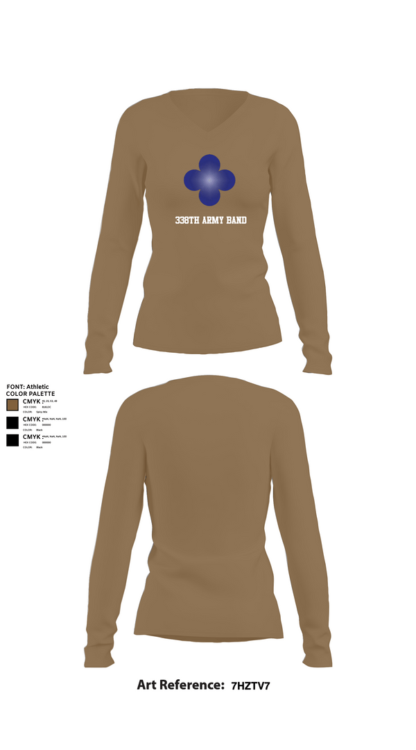 Womens Long Sleeve Vneck Shirt, 338th Army Band, Army, Teamtime, Team time, sublimation, custom sports apparel, team uniforms, spirit wear, spiritwear, sports uniforms, custom shirts, team store, custom team store, fundraiser sports, apparel fundraiser