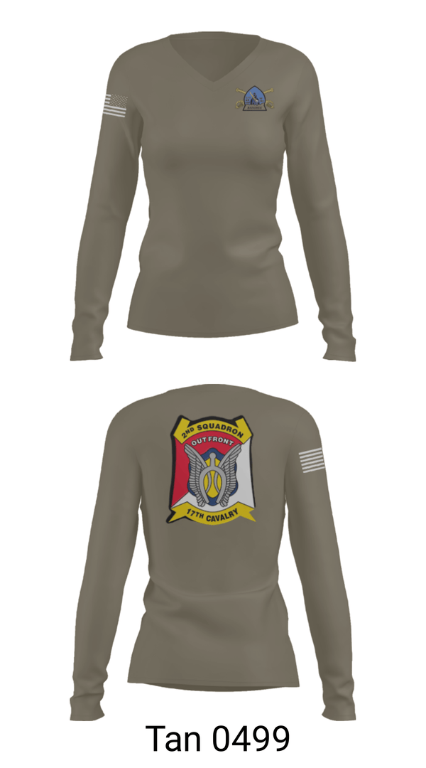 Womens Long Sleeve Vneck Shirt, B Troop 2-17 Cav REGT, , Teamtime, Team time, sublimation, custom sports apparel, team uniforms, spirit wear, spiritwear, sports uniforms, custom shirts, team store, custom team store, fundraiser sports, apparel fundraiser
