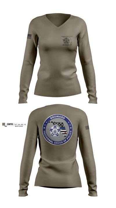 Broward Fraternal Order of Police 91005967 Women's Long Sleeve V-neck Shirt - 2