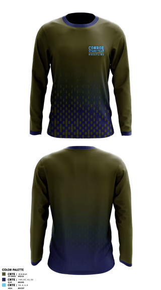 Long Sleeve Rash Guard Shirt, Conroe Stars Team, Wrestling, Teamtime, Team time, sublimation, custom sports apparel, team uniforms, spirit wear, spiritwear, sports uniforms, custom shirts, team store, custom team store, fundraiser sports, apparel fundraiser