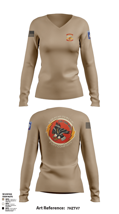 FCO 4-319 AFAR, 173 IBCT(A) 62795689 Women's Long Sleeve V-neck Shirt -1 4