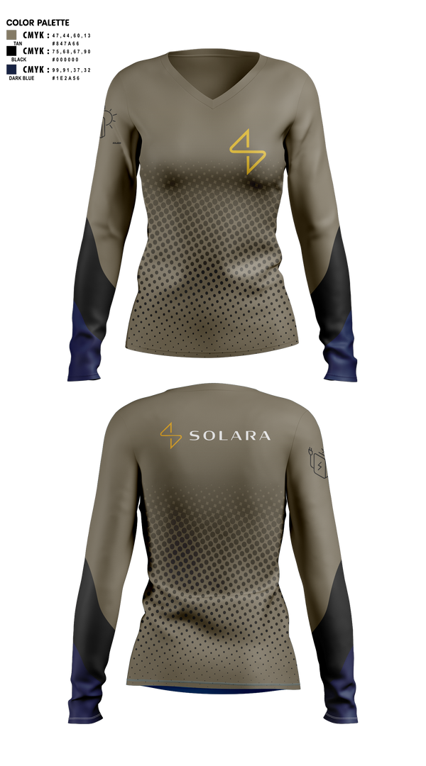 Womens Long Sleeve Vneck Shirt, Solara, , Teamtime, Team time, sublimation, custom sports apparel, team uniforms, spirit wear, spiritwear, sports uniforms, custom shirts, team store, custom team store, fundraiser sports, apparel fundraiser