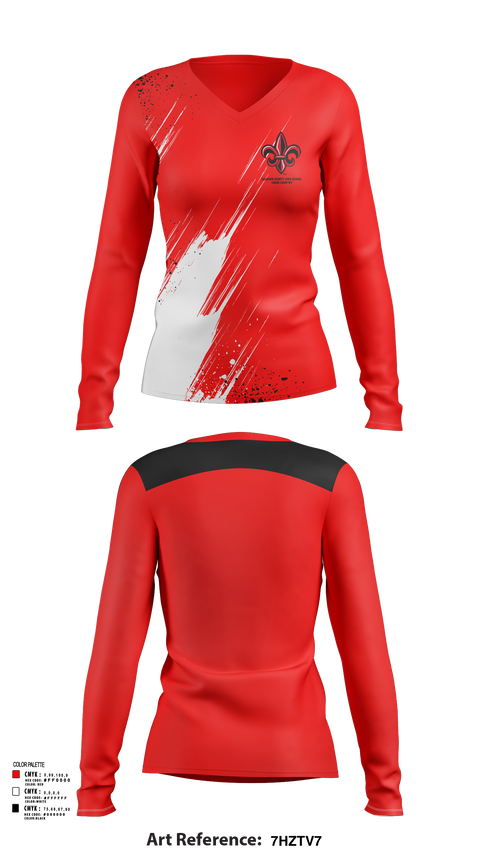 Womens Long Sleeve Vneck Shirt, Calhoun County High School Cross Country, Cross Country, Teamtime, Team time, sublimation, custom sports apparel, team uniforms, spirit wear, spiritwear, sports uniforms, custom shirts, team store, custom team store, fundraiser sports, apparel fundraiser