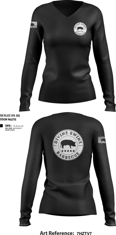 Divine Swine Barbecue 45499343 Women's Long Sleeve V-neck Shirt - 27
