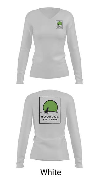 Womens Long Sleeve Vneck Shirt 1, Moondog pub and grub, , Teamtime, Team time, sublimation, custom sports apparel, team uniforms, spirit wear, spiritwear, sports uniforms, custom shirts, team store, custom team store, fundraiser sports, apparel fundraiser