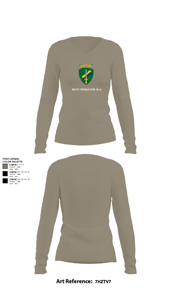 Women's Long Sleeve Vneck Shirt, 325th Tactical PSYOP Co. (A), Army, Teamtime, Team time, sublimation, custom sports apparel, team uniforms, spirit wear, spiritwear, sports uniforms, custom shirts, team store, custom team store, fundraiser sports, apparel fundraiser