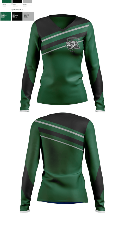 Womens Long Sleeve Vneck Shirt, Emerald Ridge High School Golf, Golf, Teamtime, Team time, sublimation, custom sports apparel, team uniforms, spirit wear, spiritwear, sports uniforms, custom shirts, team store, custom team store, fundraiser sports, apparel fundraiser