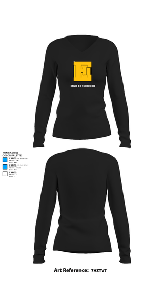 Womens Long Sleeve Vneck Shirt, Euclid High School Cheer, Cheer, Teamtime, Team time, sublimation, custom sports apparel, team uniforms, spirit wear, spiritwear, sports uniforms, custom shirts, team store, custom team store, fundraiser sports, apparel fundraiser